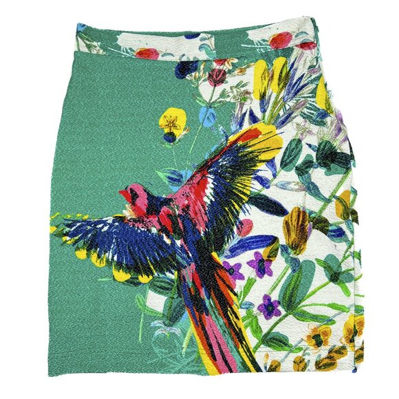 Maeve By Anthropologie Bird Floral Tropical Teal Textured Skirt Size S - NWOT - Picture 2 of 7